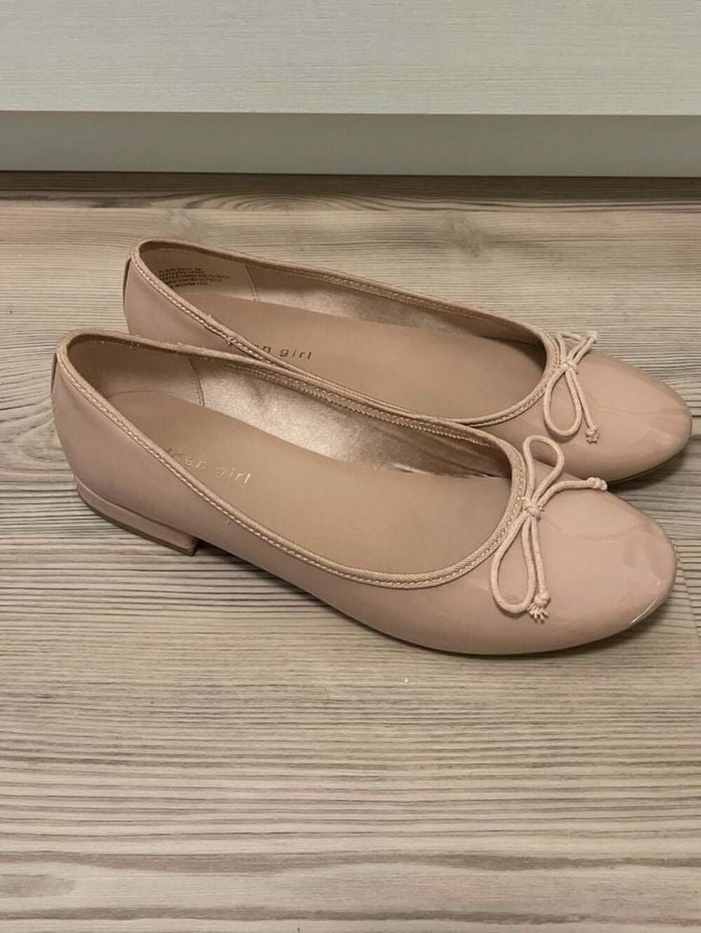 Madden Girl Women's Plie Nude Patent Ballet Flats with Bow